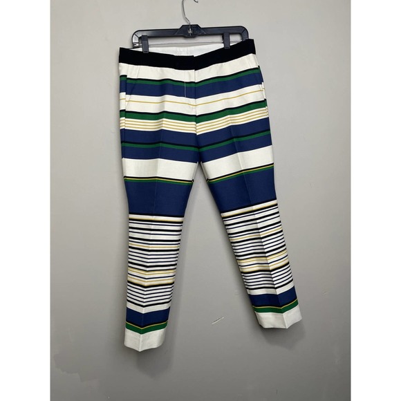 J. Crew Pants - J. Crew Striped Skinny Mid Rise Cotton Blend Trousers Black White Blue 10